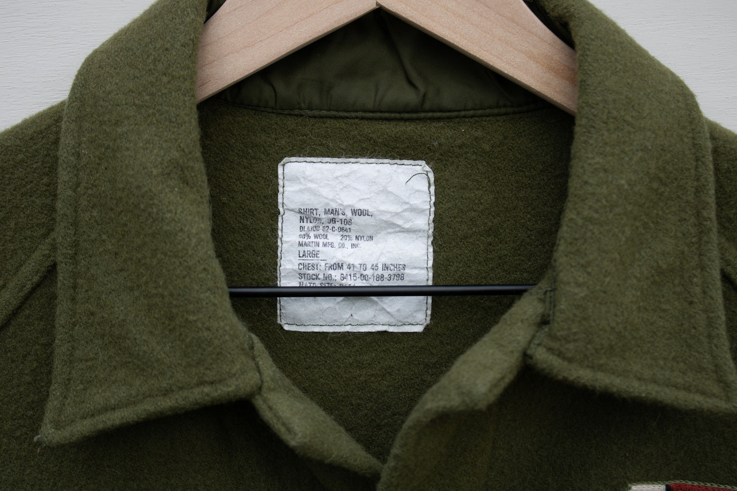 WOOL ARMY SHIRT WITH CHAINSTITCHED DETAILS