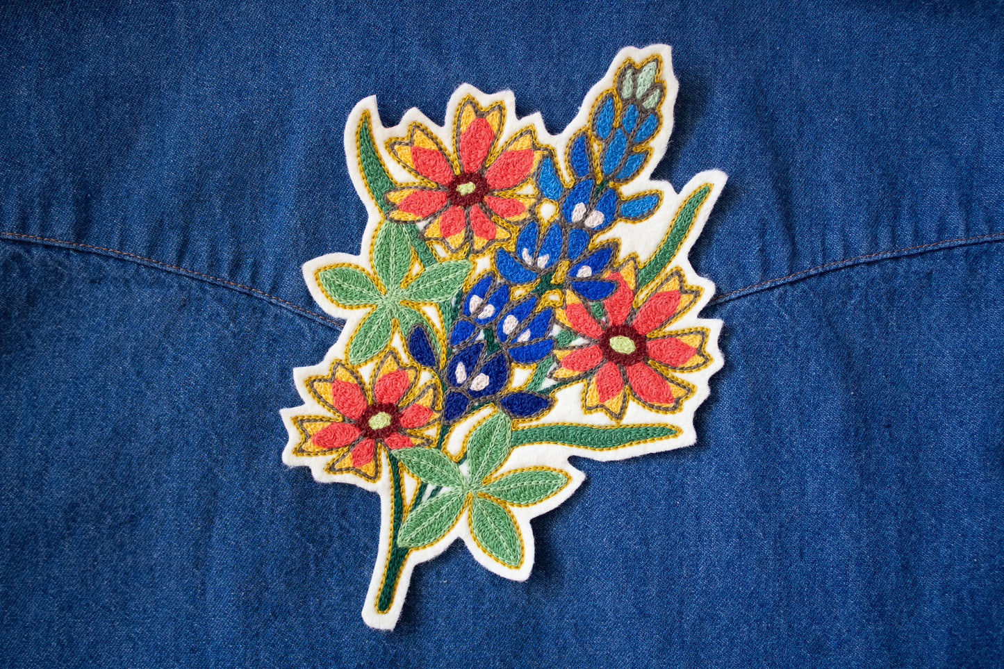 TEXAS BLUEBONNET AND FIREWHEEL PATCH